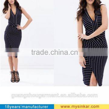 Wholesale Female Summer/Autumn Sexy Hot Sale Black White slim fit striped bodycon Party Club Elegant Mini Dress Vestidos