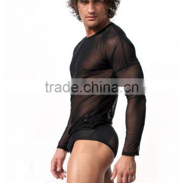 Custom Mens Tops Tee T Shirt Transparent Mesh T-shirt Long Sleeve Undershirt Quick Dry GYM Sport Singlet Clothing ( Not Include photo-2