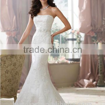 sexy white lace satin sleeveless mermaid bridesmaid garment