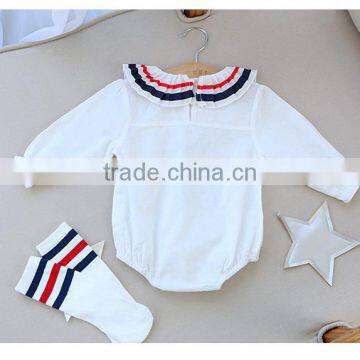 New Fashion Cape Collar Baby Cotton Girl Romper Onesie With Socks