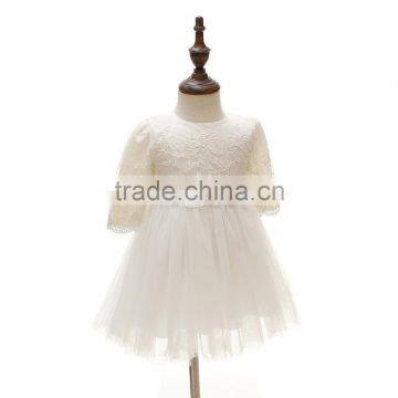 Wholesale Hot Sale Cheap Summer Dress 2017 Baby Clothing Lace Kids White Long Sleeve Tulle Flower Girl Dress photo-2