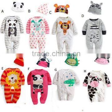 Wholesale fashion baby unisex clothes newborn 100% cotton baby romper long sleeve infants pyjamas,many design for your choose