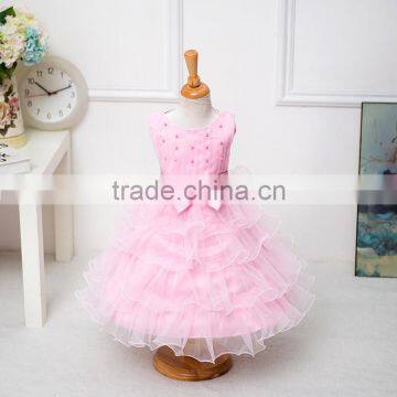 MGOO Hot Selling Factory OEM Kids Party Clothes Baby Princess Dress Pink Birthday Girl Dress Purple/White/Red 2015 photo-3