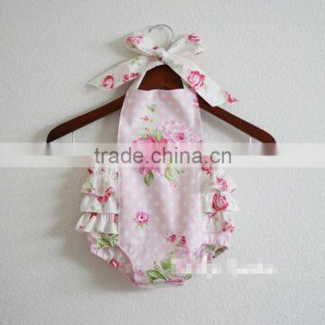 Wholesale Baby Clothes Summer Baby Romper Floral Ruffle Design Bodysuit photo-4