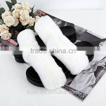 Rabbit Fur Women Fur Slippers Fashion Warm Gladiator Sandals Ladies Summer Flats Casual Platform Slides Fslipper-5 photo-6
