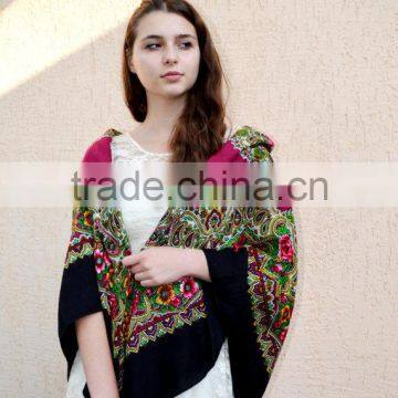 Vintage Ukrainian Shawl,Russian Shawl, Wool Shawl, Tablecloth, Floral Shawl , Floral Scarf, photo-3