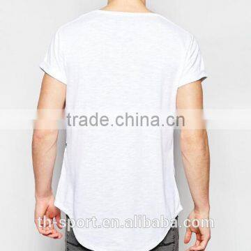 Wholesale China Scoop Hem and Taping Longline Plain t Shirt for Men photo-2