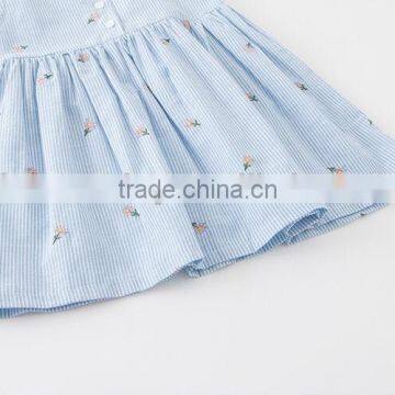 Modern Summer Exquisite Embroidery Baby Girl Sleeveless Stripe Vest Dress photo-3