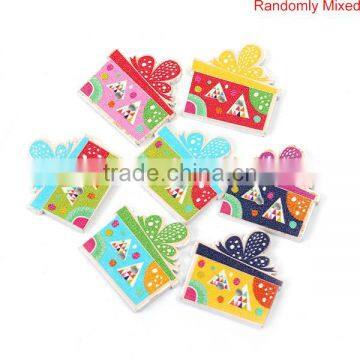 Wood Sewing Buttons Scrapbooking 2 Holes Gift Box At Random Triangle Pattern photo-3