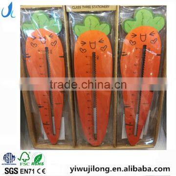 Novel promotional cute creative customs eggplant carrot donut shape wooden ruler