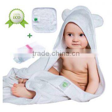 Bamboo Baby Hooded Bath Towel with Ears Organic Hypoallergenic For Girls and Boys Sized for Infant and Toddler