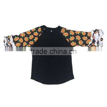 Funny Girl tShirt Black Raglan 3/4 Sleeve Pumpkin Halloween Shirts