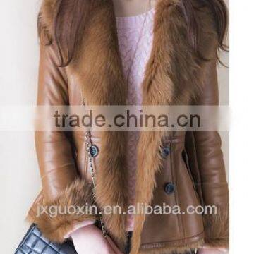 2014 new style fake fur bond with leather jacket