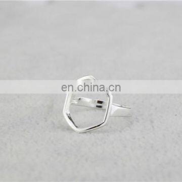 Latest Design Minimalist Open Hexagon Sterling Silver Ring
