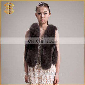 New Style Custom Cheap Latest Genuine Women European Zip Fur Vest