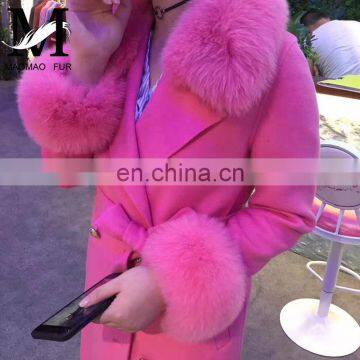 Ladies Winter Coats High Quality New Fashion Style Real Fox Fur Collar Women Wool Cashmere Coat photo-4