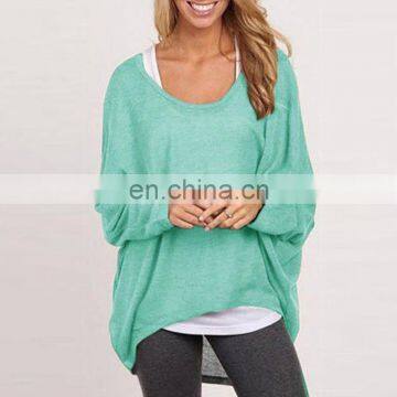 China Manufacturing Polyester/Cotton Blend Fashion Ladies Long Sleeve Pullover Top Loose Casual Blouse Tshirts photo-3