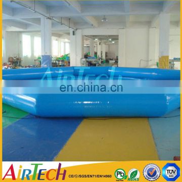 Blue inflatable pool for people