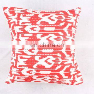 Indian Tie Die Red Cotton Kantha Cushion Cover Kantha Throw Pillow Cover