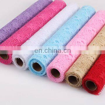 2015 Most Popular Packing Material Organza Sequence Lace Fabric Flower Mesh Netting Roll