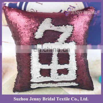 SQP022M red white different shape cushion covers mermaid reversible sequin fabric cushion cover custom