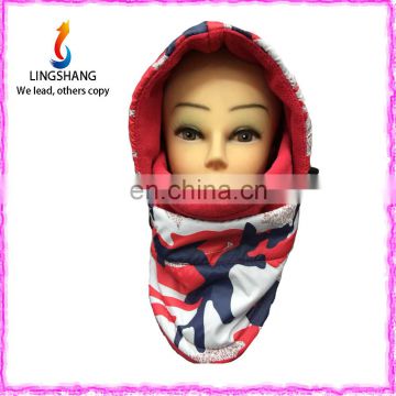 Lingshang multi-use beanie neck warm for winter hats polar fleece cap