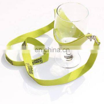 Custom polyester printed neck lanyard with wine glass holder lanyard