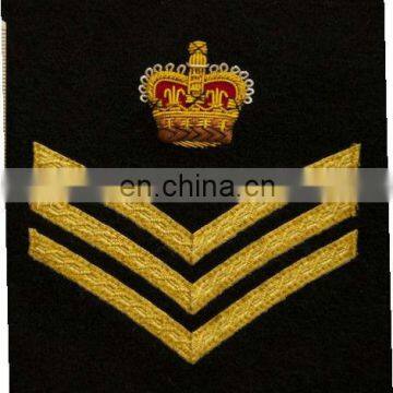 Rank CHEVRON Military Uniform | Hand Embroidered Rank Chevron | Crown with chevron