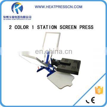 2 color 1 station textile silk screen printing press machine