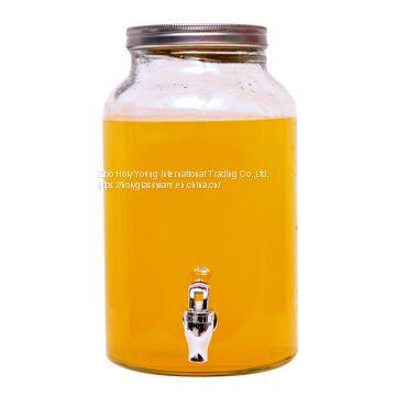 5.5L PLAIN  GLASS BEVERAGE DISPENSER WITH LID AND TAP
