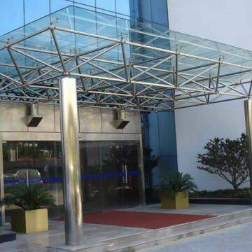 Hot-dip Galvanized Steel Structure Glass Canopy Light Weight