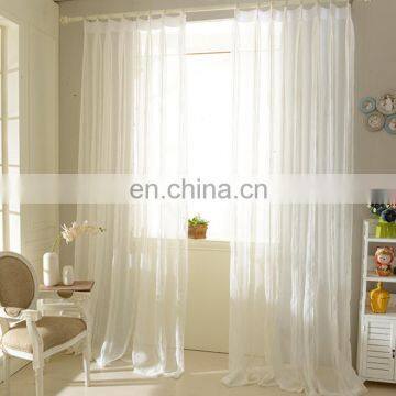 280cm Wrap Stitch Pattering Flax Window Curtain, White and Polyester.Customizable.