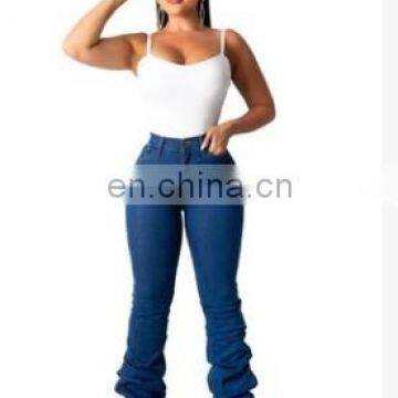 2020 Women Fall Clothing Ladies Denim Jeans High Waist Jeans Pleated Stacked Jeans Pants Trousers Piled Pencil Denim Pants photo-2