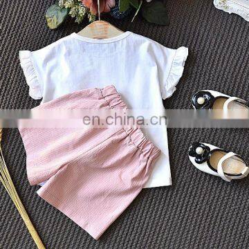 2019 New Designs Summer Children Clothes Sets Baby Girls Ruffle Sleeve Loose T-shirt With Flower Shorts 2pcs Suits photo-5