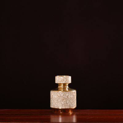 Agate Red Gild Gold Light Luxury Hand Made Ceramic Dry Flower Vase For Bedroom Decor photo-2