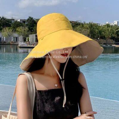 Oversized hat hat female summer sun visor sunscreen fisherman hat Korean version of wild anti-ultraviolet face-covering sun hat tide