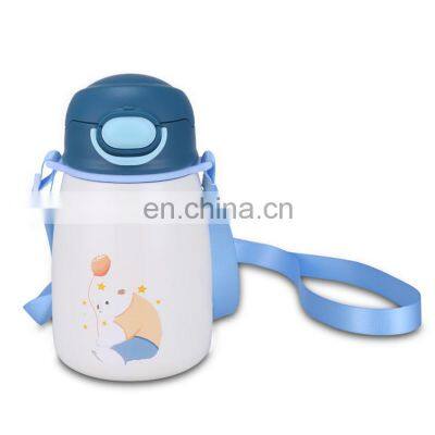 Portable 400ml kid drinking water bottle insulated cup with Shoulder strap