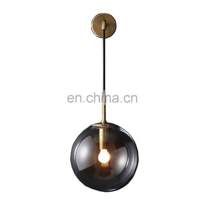 Vintage Long Arm Golden Wall Lamp LED Glass Round Cover Decorative Wall Lights