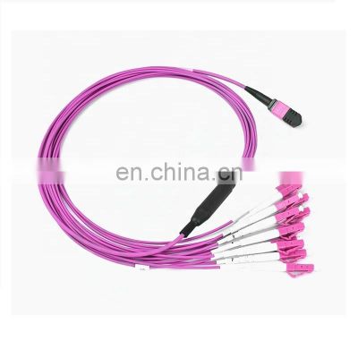 UNIONFIBER OEM ODM QSFP+ MPO to LC Fanout  Fiber Patch chord 3M Multimode  MM OM4  12 core mpo to lc duplex breakout cable