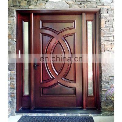 Mahogany Solid Wood Front Door Solid Wood Entry Door With Glass and 2 Sidelights Best Exterior Doors photo-2
