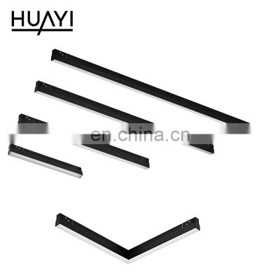 HUAYI New Design Magnetic Mounted Indoor Restaurant Simple Black Metal Aluminum LED Track Lighting