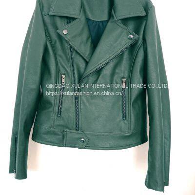 Women's Faux Leather Jacket Motocycle Biker PU Jacket