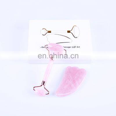 Oem Luxury Packaging 2020 Natural Skin Care Massage Facial Face Pink Quartz Jade Roller And Gua Sha