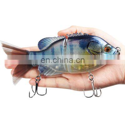 JOHNCOO 2 Sections Fiber Hair Tail Bluegill Glide Bait Brush Tail 140mm Sunfish Glide Swimming Bait Topwater Lure