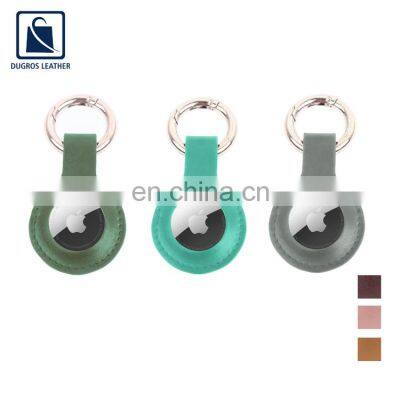 Wholesale Quantity Supplier of Nickle Fitting Matching Stitching Fashion Style Genuine Leather Airtag Key Chain