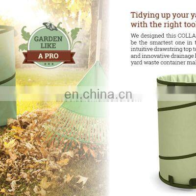 30 Gallon Canvas Garden Waste Bag Bucket Pop-up Reusable Yard Leaf Bag Holder- Trash Bag Heavy Duty Hardened Bottom photo-5