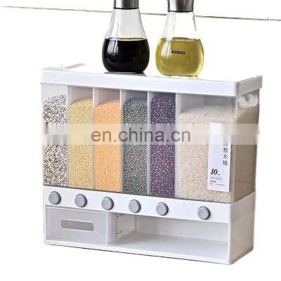 Wall Mounted Dry Food Dispenser Whole Grains Rice Bucket Rice Storage Multi-function Separate Grain Storage Container