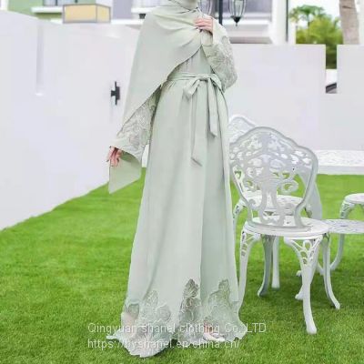 BS-FC1722 Muslim Women's Abaya Long Full Sleeve Islamic Dresses Clothing Modest Outfits Floor Length Tassel Dress Arabic Style Gown