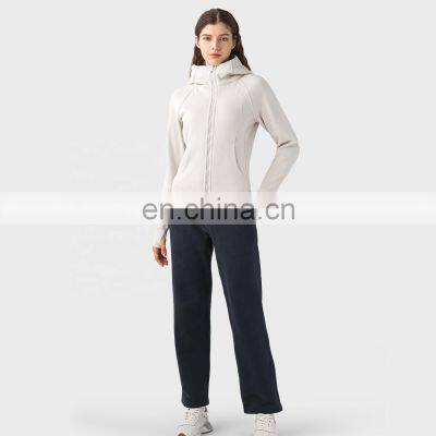 Fleece Zip Up Sleeve Sports Jackets For Women Winter Outdoors Fitness Warm Hoodies With Thumb Hole photo-5