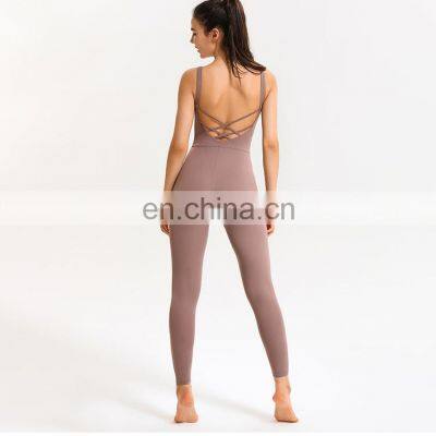 Wholesale OEM High Quality Women Sports Clothing Gym Wear Ladys Workout Fitness Yoga Jumpsuit Rompers photo-3